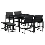 vidaXL Ensemble à manger de jardin avec coussins 9 Pièces noir textilène