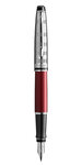 WATERMAN Expert Deluxe Stylo plume, rouge foncé et capuchon ciselé, plume fine, Attributs palladium, cartouche bleue, écrin