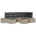 vidaXL Ensemble de canapé de jardin de 7 pièces avec coussins en rattan gris