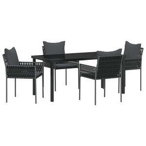 vidaXL Ensemble de salle à manger pour jardin 5 Pièces Noir et gris