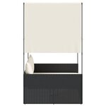 vidaXL Chaise longue double avec toit et rideaux noir résine tressée