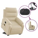 vidaXL Fauteuil inclinable de massage électrique Crème Tissu