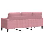 vidaXL Canapé 3 places avec oreillers décoratifs rose 180 cm velours
