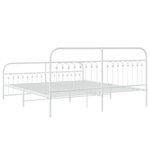 vidaXL Cadre de lit métal avec tête de lit/pied de lit blanc 183x213cm