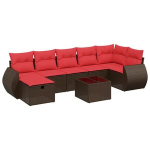 vidaXL Salon de jardin 8 Pièces avec coussins marron résine tressée