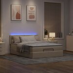 vidaXL Lit ottoman avec matelas et LED crème 140x190 cm tissu