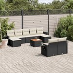 vidaXL Salon de jardin 10 Pièces avec coussins noir résine tressée