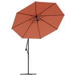 vidaXL Parasol de jardin en porte-à-faux et lumières LED mât en acier