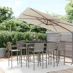 vidaXL Ensemble de bar de jardin 9 Pièces gris résine tressée