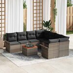 vidaXL Ensemble de canapé de jardin 9 Pièces Gris Poly rotin