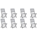 vidaXL Chaises pliables d'extérieur lot de 8 et coussins Bois d'acacia