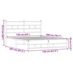vidaXL Cadre de lit en métal sans matelas chêne marron 150x200 cm