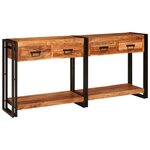 vidaXL Tables console avec tiroir 2 Pièces Marron Bois d'Acacia Massif