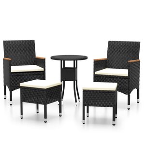 vidaXL Salon de jardin 5 Pièces Résine tressée Noir