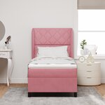 vidaXL Lit à ressorts avec matelas rose 100 x 200 cm en velours