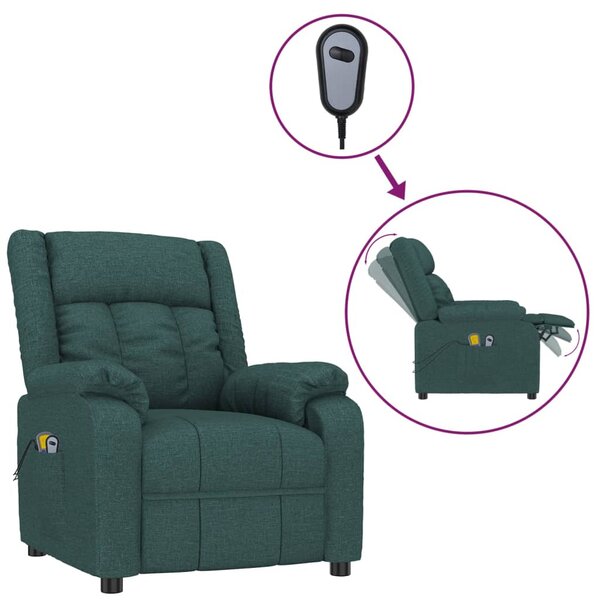 vidaXL Fauteuil électrique de massage Vert foncé Tissu