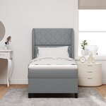 Lit avec Sommier et Matelas vidaXL - Gris clair  100x200 cm  Tissu