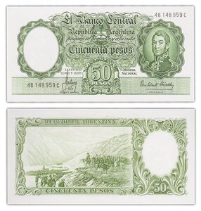 Billet de collection 50 pesos 1955 1968 Argentine - Neuf - P271