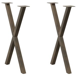 vidaXL Pieds de table à manger en forme de X  2 pièces  acier naturel  57 x (72-73) cm