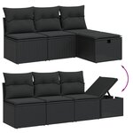 vidaXL Salon de jardin 7 Pièces avec coussins noir résine tressée