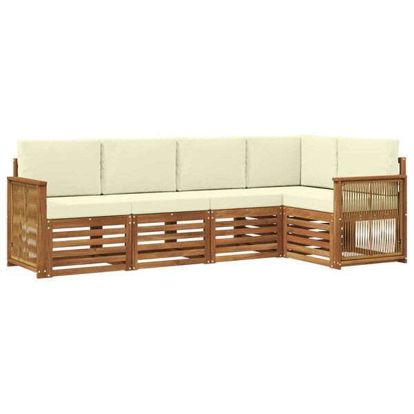 vidaXL Ensemble de canapés d'extérieur 4 pc Naturel et Crème