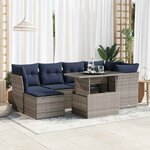 vidaXL Salon de jardin avec coussins 7 Pièces gris résine tressée acacia