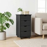vidaXL Cabinet roulant Gris 34 x 39 x 65 5 cm Bois de Pin Massif
