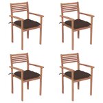 vidaXL Chaises de jardin lot de 4 et coussins taupe bois teck solide