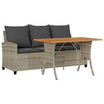 vidaXL Canapé de jardin 3places coussins et table gris clair polyrotin