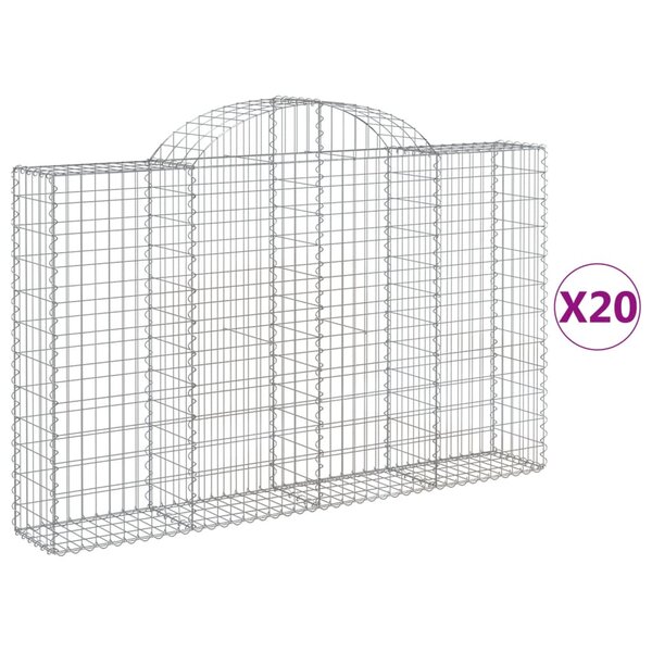 vidaXL Paniers à gabions arqués 20 Pièces 200x30x120/140 cm Fer galvanisé