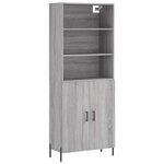 vidaXL Buffet haut Sonoma gris 69 5x34x180 cm Bois d'ingénierie