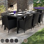 Tectake Salon de jardin VALENCE 8 places avec housse de protection - gris