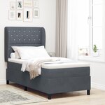 vidaXL Lit avec sommier et matelas gris foncé 90x200 cm en velours