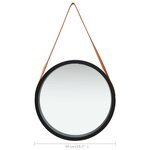 vidaXL Miroir mural avec sangle 50 cm Noir