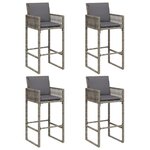 vidaXL Ensemble de bar de jardin 5 Pièces avec coussins gris poly rotin