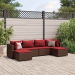 vidaXL Salon de jardin 6 Pièces avec coussins Marron Résine tressée