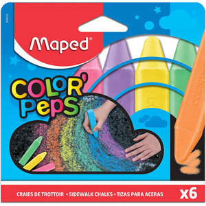 6 grosses craies - Pour écrire sur le sol - Assortiment - Color'Peps - Maped