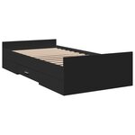 vidaXL Cadre de lit avec tiroirs noir 100x200 cm bois d'ingénierie