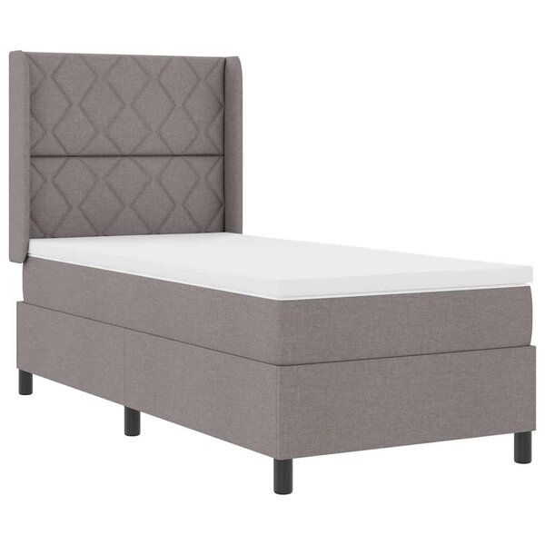 vidaXL Lit à ressorts avec matelas Taupe 100 x 200 cm tissu