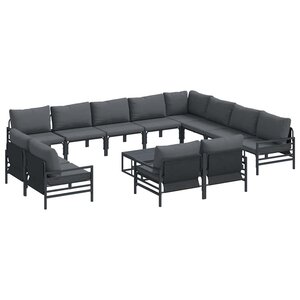 vidaXL Ensemble de canapé de jardin 13 pc Noir Acier