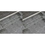 vidaXL Drain de douche linéaire 2 pc 830 x 140 mm Acier inoxydable