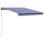 vidaXL Auvent manuel rétractable avec LED 300x250 cm Bleu et blanc