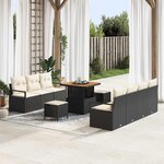 vidaXL Ensemble de canapé de jardin 10 Pièces Noir Poly rotin