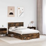 vidaXL Cadre de lit Chêne fumé 120 x 200 cm Bois d'ingénierie
