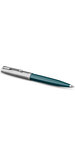 PARKER 51 Stylo Bille  Résine Bleu canard et Capuchon inox poli  Recharge noire pointe moyenne  Coffret cadeau