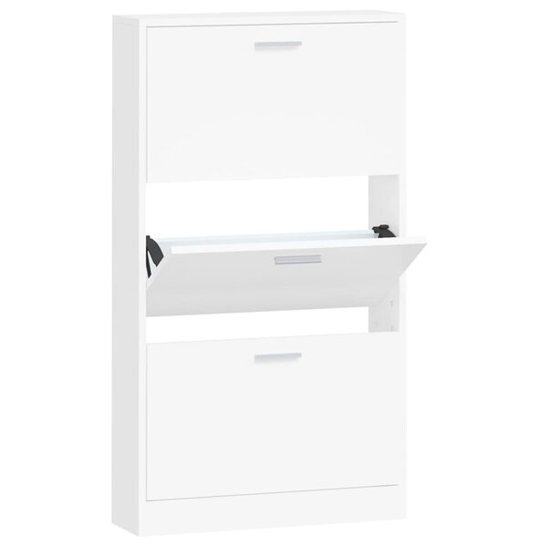 vidaXL Armoire à chaussures Blanc 59x17x108 cm Bois d'ingénierie