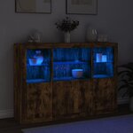 vidaXL Buffets avec lumières LED 3 Pièces chêne fumé bois d'ingénierie