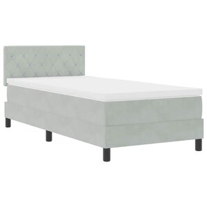 vidaXL Lit à ressort LED avec matelas Gris clair 90 x 200 cm Velours