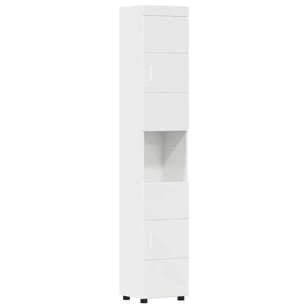 vidaXL Cabinet de salle de bain avec stockage TULUM Blanc brillant