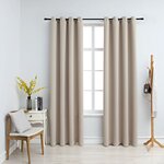 vidaXL Rideaux occultants avec anneaux en métal 2 Pièces Beige 140x225 cm